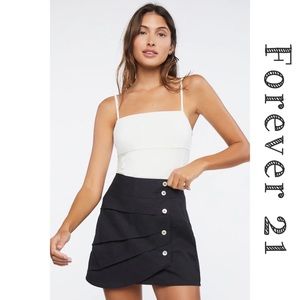 Forever 21 Tiered Black Mini Skirt - Linen Blend - Size 1X -NWOT!!